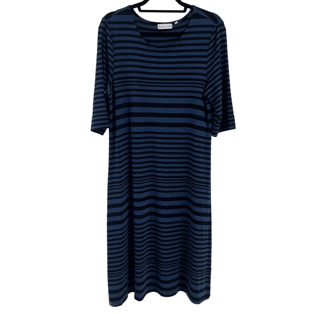 Habitat Blue Black Striped Maxi Dress Medium